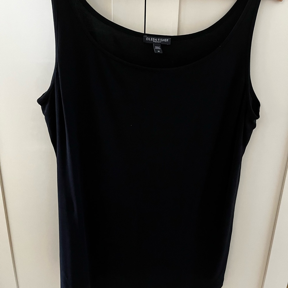 EILEEN FISHER SILK TANK TOP Black 1X
